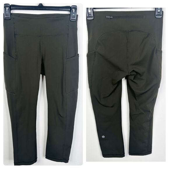 Lululemon Size 4 Speed Up Crop 21" Leggings Olive Green W6AL7S - Picture 1 of 10
